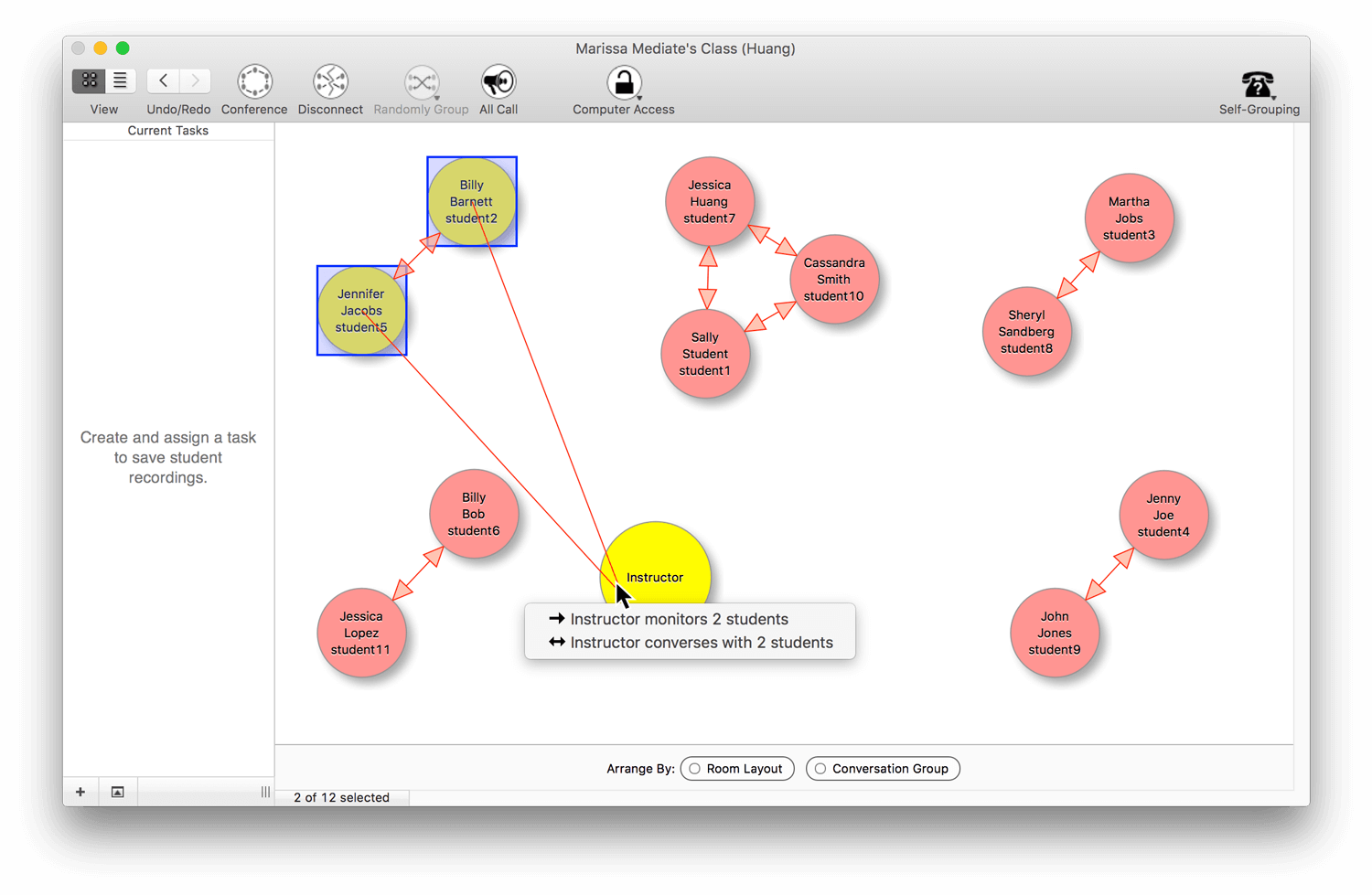 Pair and group students with headsets in conversation.
